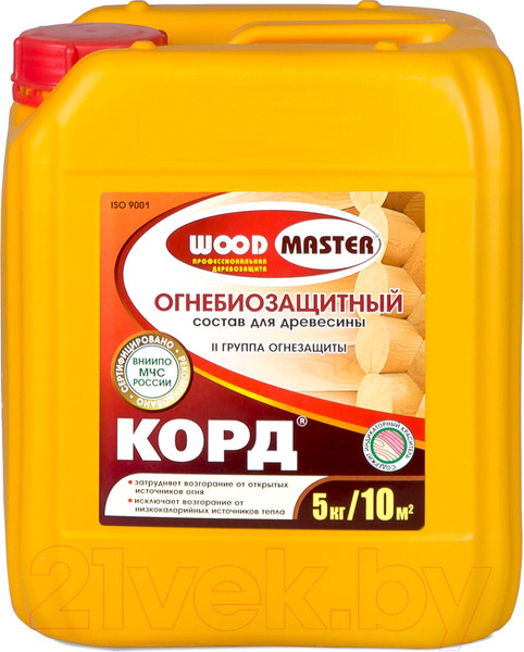Изображение товара Защитно-декоративный состав WoodMaster Корд Огнебиозащитный (5кг)