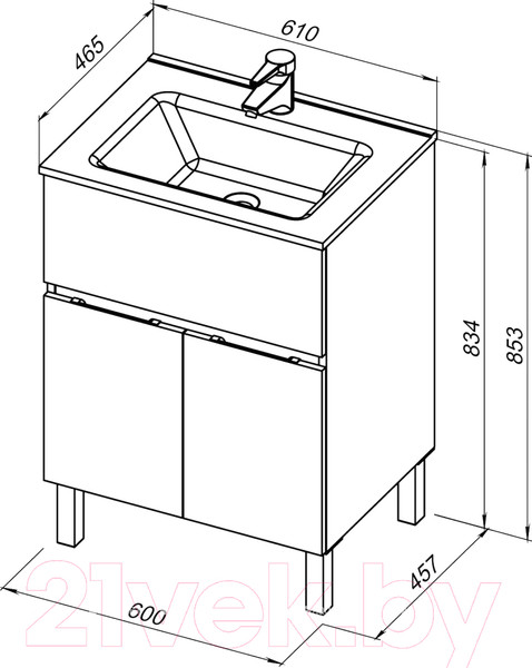 Изображение товара Тумба под умывальник Aquanet Алвита New 60 / 277547