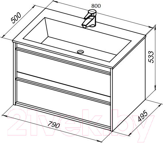 Изображение товара Тумба под умывальник Aquanet Lino 80 / 287543