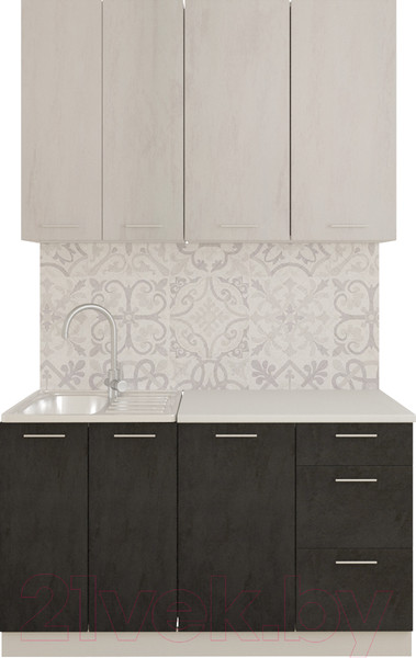 Изображение товара Кухонный гарнитур Артём-Мебель Эльза СН-114 без стекла МДФ 1.4м (бетон белый/бетон серый)