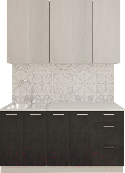 Изображение товара Кухонный гарнитур Артём-Мебель Эльза СН-114 без стекла МДФ 1.8м (бетон белый/бетон серый)