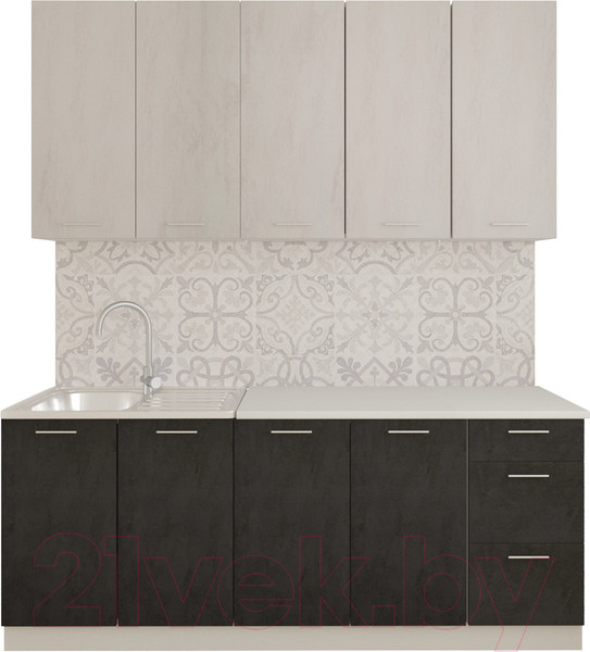 Изображение товара Кухонный гарнитур Артём-Мебель Эльза СН-114 без стекла МДФ 2.0м (бетон белый/бетон серый)