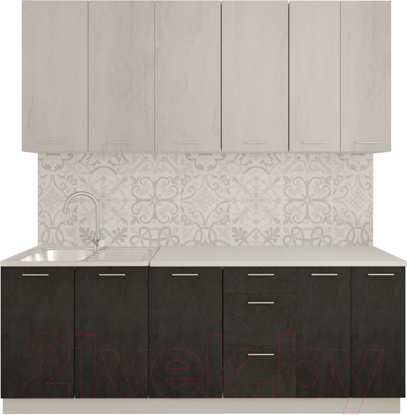 Изображение товара Кухонный гарнитур Артём-Мебель Эльза СН-114 без стекла МДФ 2.2м (бетон белый/бетон серый)