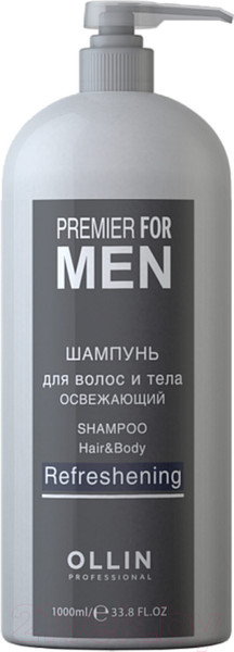 Изображение товара Шампунь для волос Ollin Professional Premier For Men освежающий (1л)