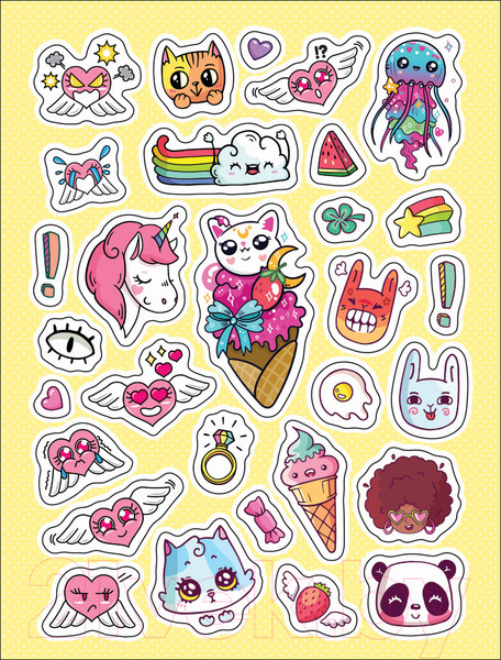 Изображение товара Набор наклеек Росмэн 100 лучших стикеров. Самые кавайные / 4680274047992