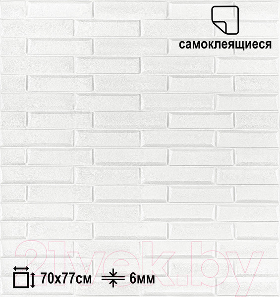Изображение товара Панель ПВХ Lako Decor Самоклеящаяся Скошенный кирпич 70x77(6мм) / LKD-06-05-01 (белый)
