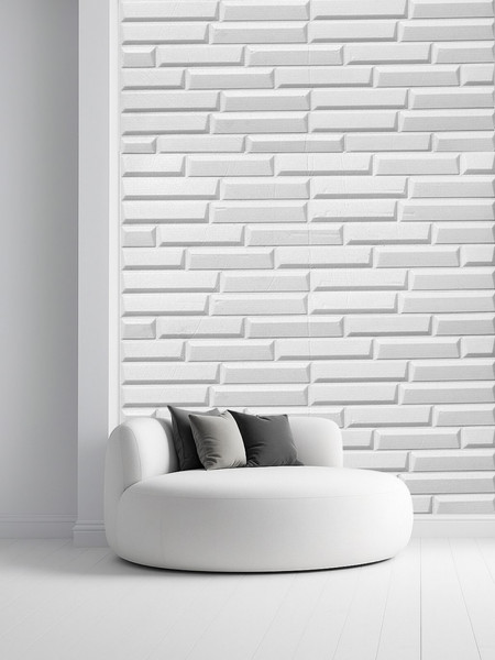 Изображение товара Панель ПВХ Lako Decor Самоклеящаяся Скошенный кирпич 70x77(6мм) / LKD-06-05-01 (белый)