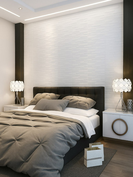 Изображение товара Панель ПВХ Lako Decor Самоклеящаяся Скошенный кирпич 70x77(6мм) / LKD-06-05-01 (белый)