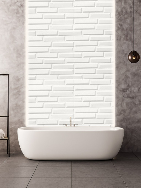 Изображение товара Панель ПВХ Lako Decor Самоклеящаяся Скошенный кирпич 70x77(6мм) / LKD-06-05-01 (белый)