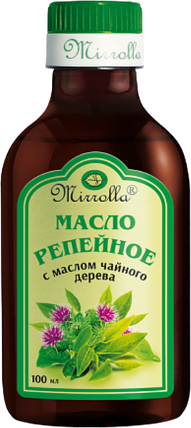 Изображение товара Масло для волос Mirrolla Репейное с маслом Чайного дерева (100мл)