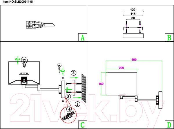 Изображение товара Бра Evoluce Brescia SLE300511-01
