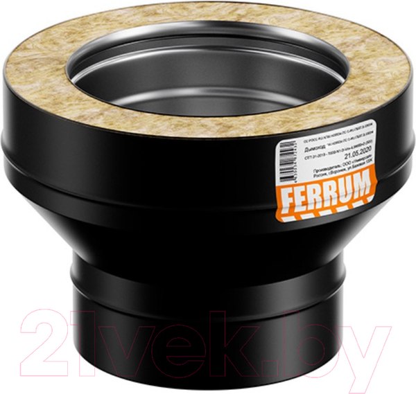 Изображение товара Переходник для дымохода Ferrum Эмаль 600° 430/0.8мм Ф115x200 / f6110 (нержавеющая сталь/черный)
