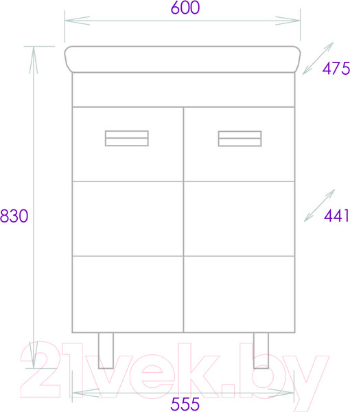 Изображение товара Тумба под умывальник Onika Балтика-Квадро 60.11 (106139)