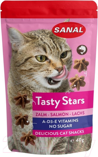 Изображение товара Лакомство для кошек Sanal Tasty Stars Salmon / 3881SC (40г)