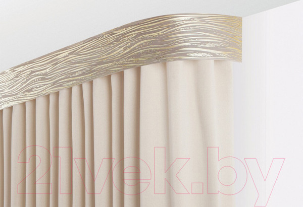 Изображение товара Карниз для штор LEGRAND Эдельвейс с поворотами 3.6м 3-х рядный 7см / 58 089 998 (золотистый трюфель)