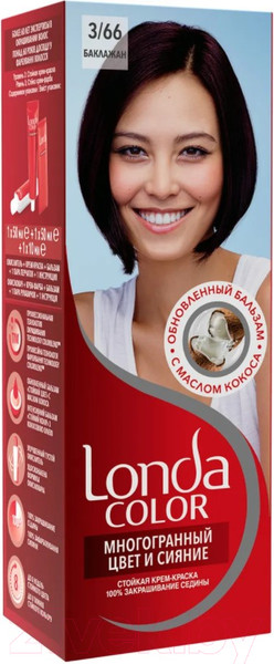 Изображение товара Крем-краска для волос Londa Color Стойкая 3/66 (баклажан)