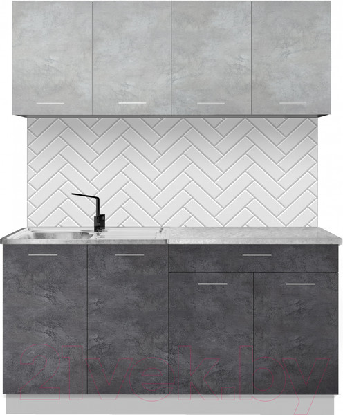 Изображение товара Кухонный гарнитур Артём-Мебель Лана СН-113 без стекла 1.6 (бетон спаркс лайт/бетон спаркс)