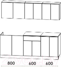 Изображение товара Кухонный гарнитур Артём-Мебель Лана СН-113 без стекла 2.0 (бетон спаркс лайт/бетон спаркс)