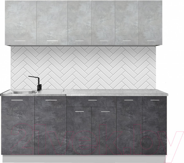 Изображение товара Кухонный гарнитур Артём-Мебель Лана СН-113 без стекла 2.0 (бетон спаркс лайт/бетон спаркс)