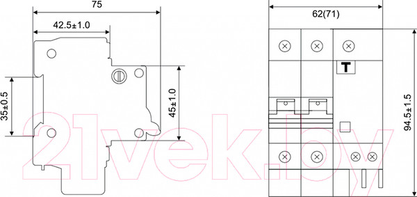 Изображение товара Дифференциальный автомат КС 2Р 16/30 ДА-12