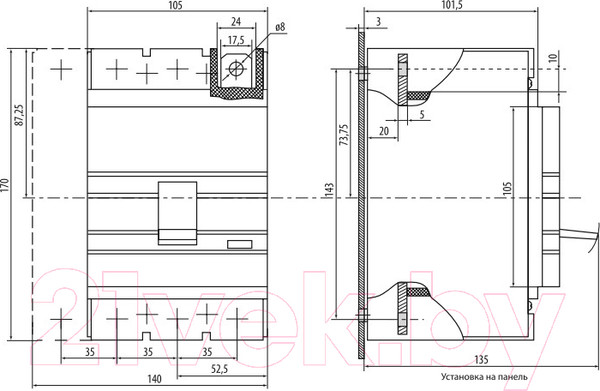 Изображение товара Выключатель автоматический КС ВА 58-35 3Р 100А 35кА