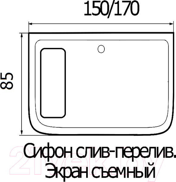 Изображение товара Ванна акриловая Wemor 170/85/55 S
