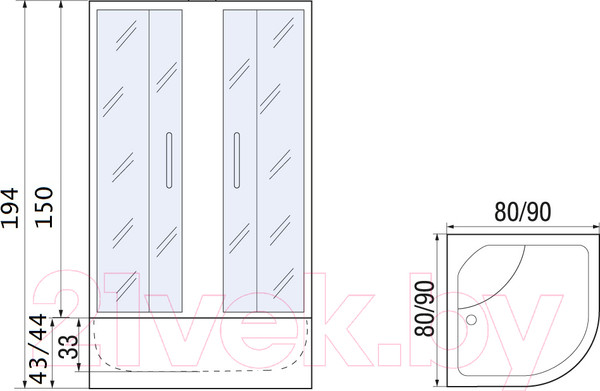 Изображение товара Душевой уголок RIVER Don 90/44 МТ (без поддона)