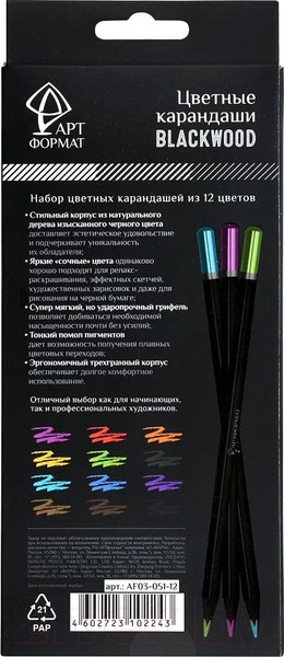 Изображение товара Набор цветных карандашей АртФормат AF03-051-12