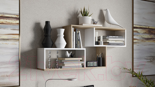 Изображение товара Полка-ячейка ТриЯ Тип 4 (дуб сонома/белый)