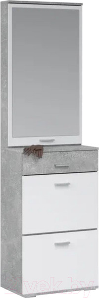 Изображение товара Секция в прихожую Империал Виола (белый/ателье светлый, с зеркалом)