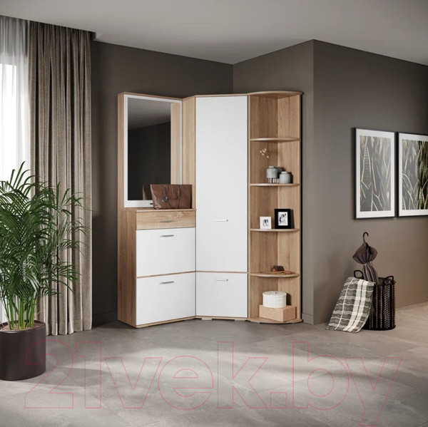 Изображение товара Секция в прихожую Империал Виола (дуб сонома/белый, с зеркалом)