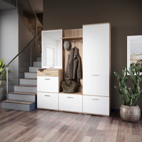 Изображение товара Секция в прихожую Империал Виола (дуб сонома/белый, с вешалкой)