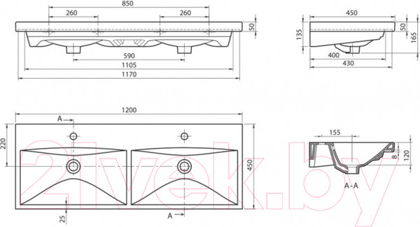 Изображение товара Умывальник BelBagno BB-0325-120-2-LVB