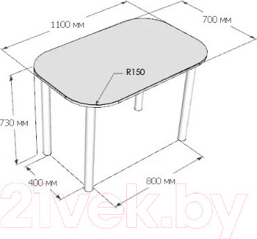 Изображение товара Обеденный стол Senira Р-001-02 (белый матовый/хром)
