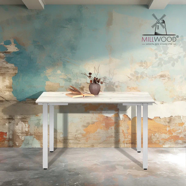 Изображение товара Обеденный стол Millwood Прага Л18 100x70 (дуб белый крафт/металл белый)