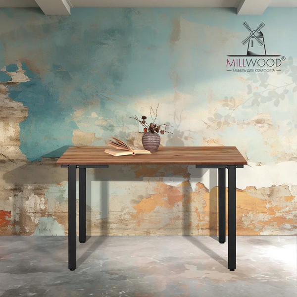 Изображение товара Обеденный стол Millwood Прага Л18 100x70 (дуб табачный крафт/металл черный)