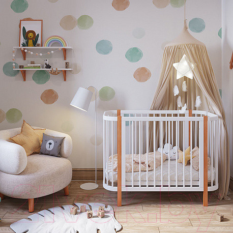 Изображение товара Детская кровать-трансформер Polini Kids Simple 350 / 0003126-11 (белый/бук)