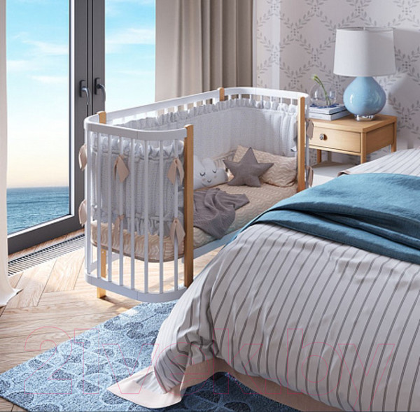 Изображение товара Детская кровать-трансформер Polini Kids Simple 350 / 0003126-17 (белый/натуральный)