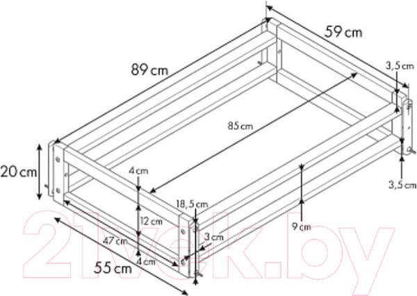 Изображение товара Детская кровать-трансформер Polini Kids Simple 350 / 0003126-17 (белый/натуральный)
