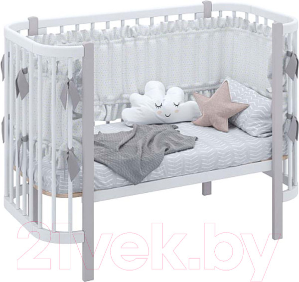 Изображение товара Детская кровать-трансформер Polini Kids Simple 350 / 0003126-16 (белый/серый)