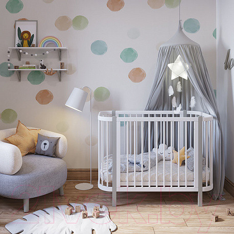 Изображение товара Детская кровать-трансформер Polini Kids Simple 350 / 0003126-16 (белый/серый)