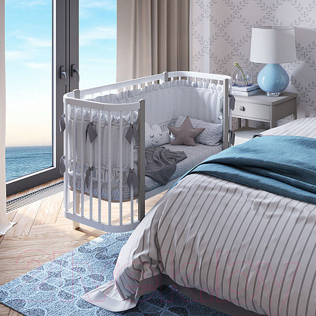 Изображение товара Детская кровать-трансформер Polini Kids Simple 350 / 0003126-16 (белый/серый)