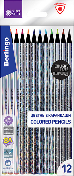 Изображение товара Набор цветных карандашей Berlingo SuperSoft Starlight / SSS0612 (12шт)