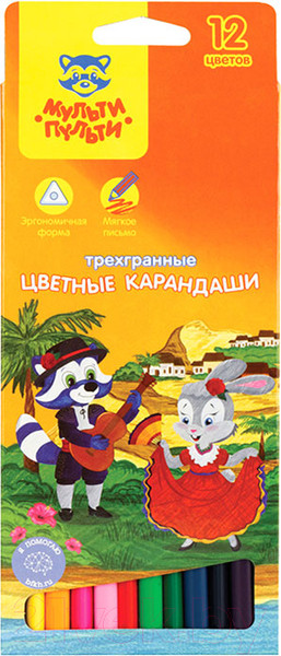 Изображение товара Набор цветных карандашей Мульти-пульти Енот в Испании / CP_10754 (12 цветов)