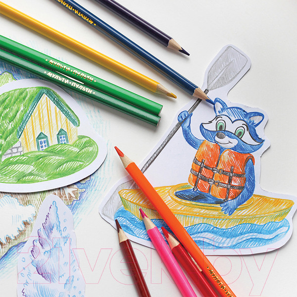 Изображение товара Набор цветных карандашей Мульти-пульти Енот в Испании / CP_10754 (12 цветов)