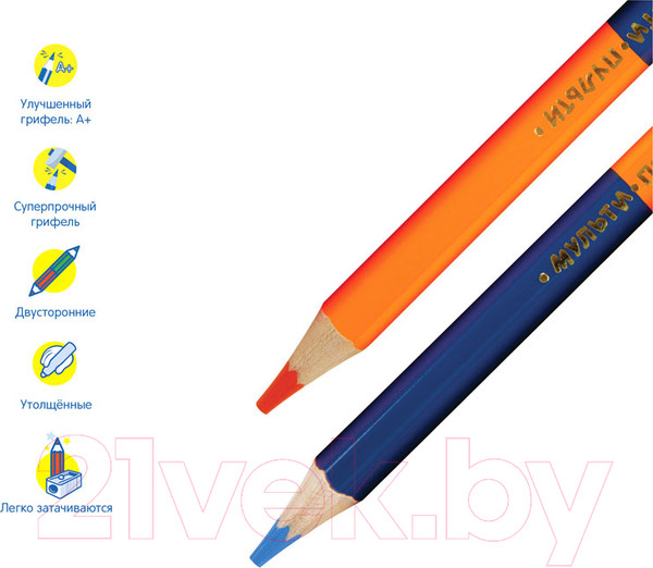 Изображение товара Набор цветных карандашей Мульти-пульти Енот в космосе / CP_33721 (6шт, 12 цветов)