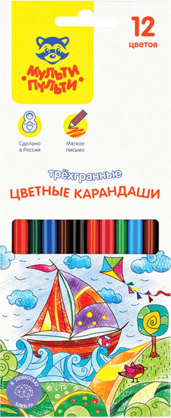 Изображение товара Набор цветных карандашей Мульти-пульти Невероятные приключения / CP_41053 (12 цветов)
