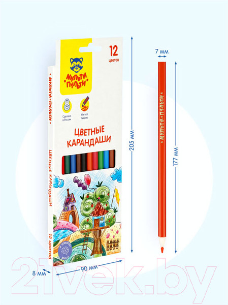 Изображение товара Набор цветных карандашей Мульти-пульти Невероятные приключения / CP_41053 (12 цветов)