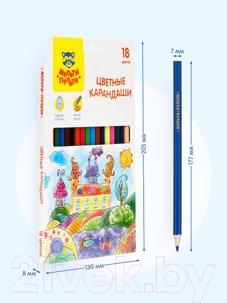 Изображение товара Набор цветных карандашей Мульти-пульти Невероятные приключения / CP_41049 (18 цветов)