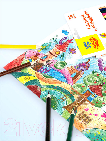 Изображение товара Набор цветных карандашей Мульти-пульти Невероятные приключения / CP_41049 (18 цветов)